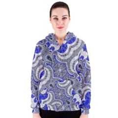 Bright Blue Abstract  Women s Zipper Hoodies by OCDesignss