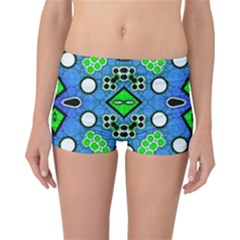 Florescent Blue Green Abstract  Reversible Boyleg Bikini Bottoms