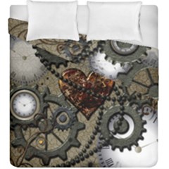 Steampunk With Clocks And Gears And Heart Duvet Cover (king Size)