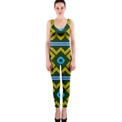 Rhombus In Squares Pattern Onepiece Catsuit