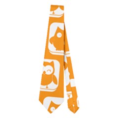 Yellow And White Owl Pattern Neckties (two Side)  by GardenOfOphir