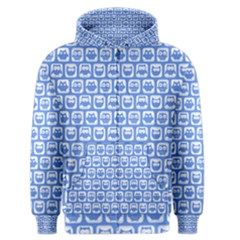 Blue And White Owl Pattern Men s Zipper Hoodies by GardenOfOphir