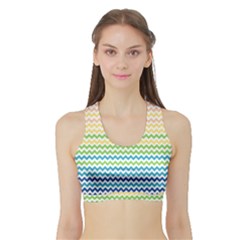 Pastel Gradient Rainbow Chevron Women s Sports Bra With Border