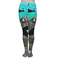 Cute Mermaid Playing With Orca Women s Tights