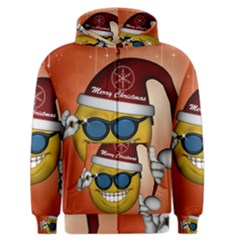 Funny Christmas Smiley With Sunglasses Men s Zipper Hoodies by FantasyWorld7