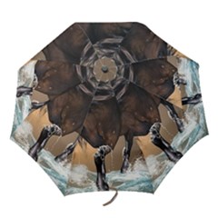 Beautiful Horse With Water Splash Folding Umbrellas by FantasyWorld7