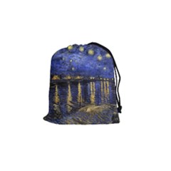 Vincent Van Gogh Starry Night Over The Rhone Drawstring Pouches (small)  by MasterpiecesOfArt