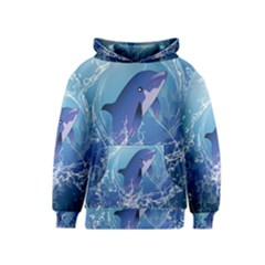 Cute Dolphin Jumping By A Circle Amde Of Water Kid s Pullover Hoodies by FantasyWorld7