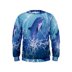 Cute Dolphin Jumping By A Circle Amde Of Water Boys  Sweatshirts by FantasyWorld7