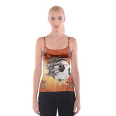 Soccer With Skull And Fire And Water Splash Spaghetti Strap Tops by FantasyWorld7