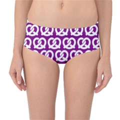 Purple Pretzel Illustrations Pattern Mid-waist Bikini Bottoms by GardenOfOphir