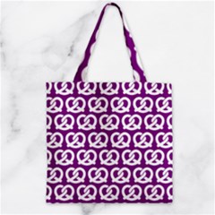 Purple Pretzel Illustrations Pattern Zipper Grocery Tote Bags by GardenOfOphir