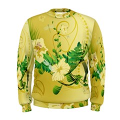 Wonderful Soft Yellow Flowers With Leaves Men s Sweatshirts