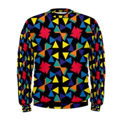 Colorful Triangles And Flowers Pattern  Men s Sweatshirt