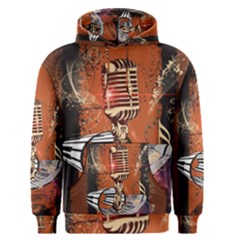 Microphone With Piano And Floral Elements Men s Pullover Hoodies