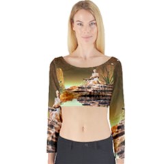 Wonderful Undergraund World Long Sleeve Crop Top