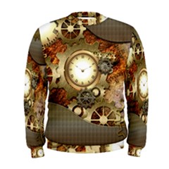 Steampunk, Wonderful Steampunk Design With Clocks And Gears In Golden Desing Men s Sweatshirts