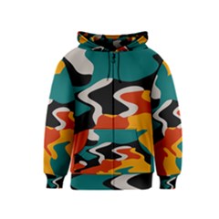 Misc Shapes In Retro Colors Kids Zipper Hoodie