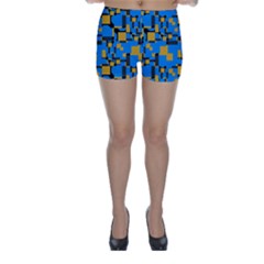 Blue Yellow Shapes Skinny Shorts