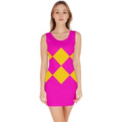 Yellow Pink Shapes Bodycon Dress