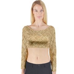 Tan Diamond Brick Long Sleeve Crop Top