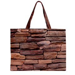 Stone Wall Brown Zipper Tiny Tote Bags by trendistuff