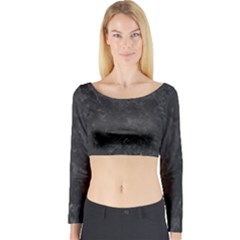 Black Marble Long Sleeve Crop Top