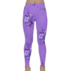 Purple Roses Pattern Yoga Leggings by LovelyDesigns4U