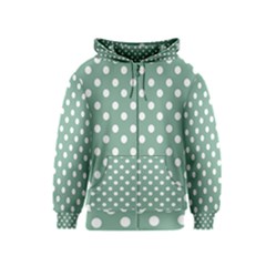 Mint Green Polka Dots Kids Zipper Hoodies by GardenOfOphir