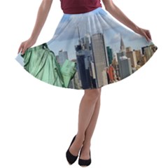 Ny Liberty 1 A-line Skater Skirt by trendistuff