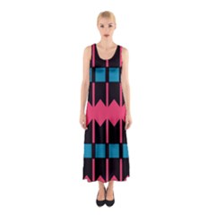 Rhombus And Stripes Pattern Full Print Maxi Dress by LalyLauraFLM