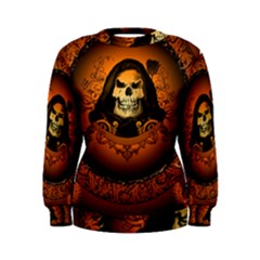 Awsome Skull With Roses And Floral Elements Women s Sweatshirts