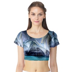 Marble Caves 1 Short Sleeve Crop Top by trendistuff