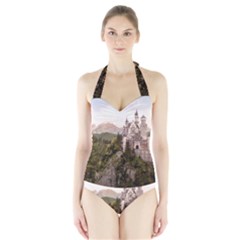 Neuschwanstein Castle Women s Halter One Piece Swimsuit