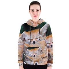 Baby Fox Sleeping Women s Zipper Hoodies