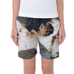 Calico Cat And White Kitty Women s Basketball Shorts