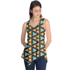 Green Triangles And Other Shapes Pattern Sleeveless Tunic by LalyLauraFLM