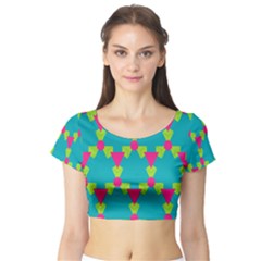 Triangles Honeycombs And Other Shapes Pattern Short Sleeve Crop Top