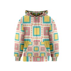 Pastel Squares Pattern Kids Zipper Hoodie by LalyLauraFLM