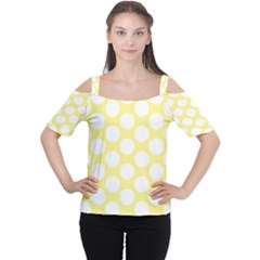 Yellow Polkadot Women s Cutout Shoulder Tee