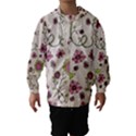 Pink Whimsical flowers on beige Hooded Wind Breaker (Kids) View1