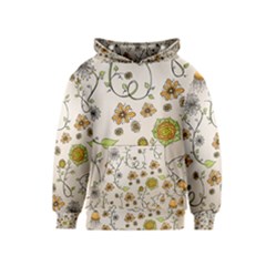 Yellow Whimsical Flowers  Kids  Pullover Hoodie by Zandiepants