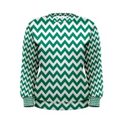 Emerald Green And White Zigzag Women s Sweatshirt by Zandiepants