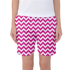 Hot Pink And White Zigzag Women s Basketball Shorts by Zandiepants