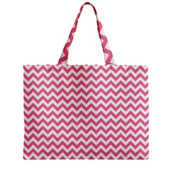 Pink And White Zigzag Zipper Mini Tote Bag by Zandiepants