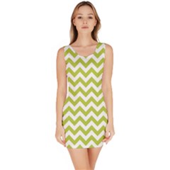 Spring Green And White Zigzag Pattern Sleeveless Bodycon Dress by Zandiepants