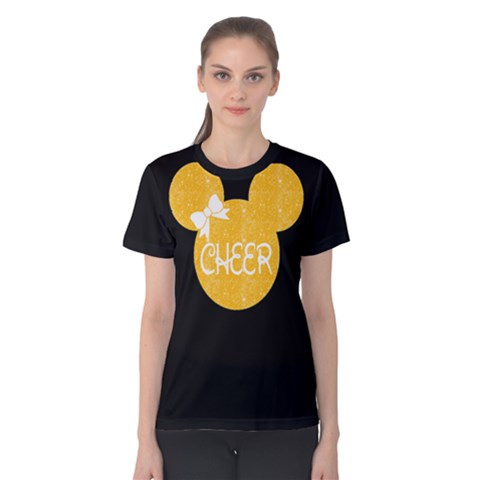 Cheer Mouse In Black/yellow Cotton Tee by GalaxySpirit