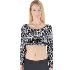 Officially Sexy Black & White Cracked Pattern Long Sleeve Crop Top (tight Fit)