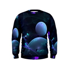 The Music Of My Goddess, Abstract Cyan Mystery Planet Kids  Sweatshirt by DianeClancy