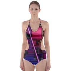 Jewel City, Radiant Rainbow Abstract Urban Cut-out One Piece Swimsuit by DianeClancy